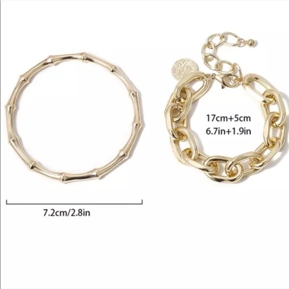 2 Piece Gold Bangle Bracelet Set NWT - Picture 8 of 11